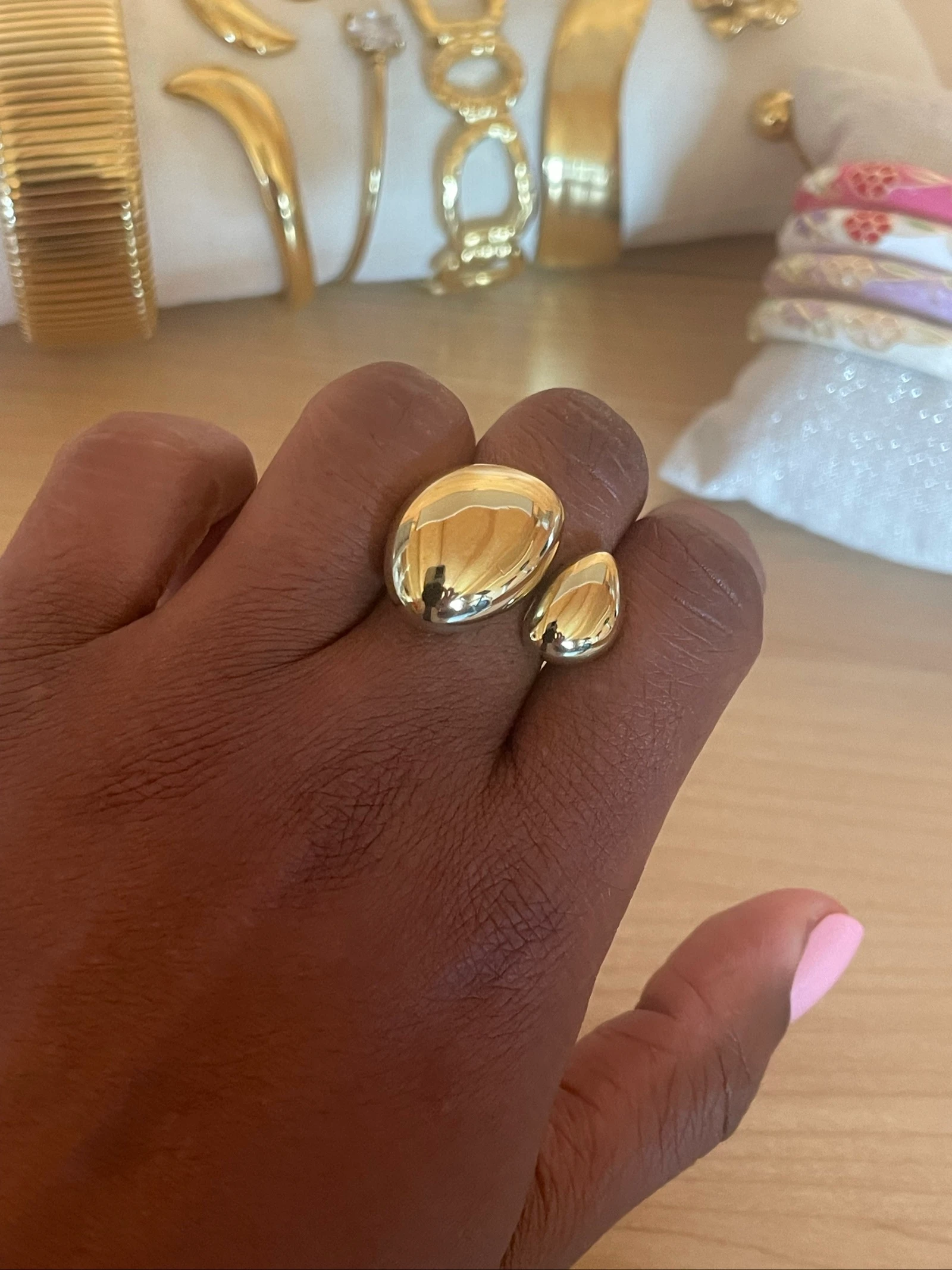 Anillo de acero inoxidable dorado – photo 3